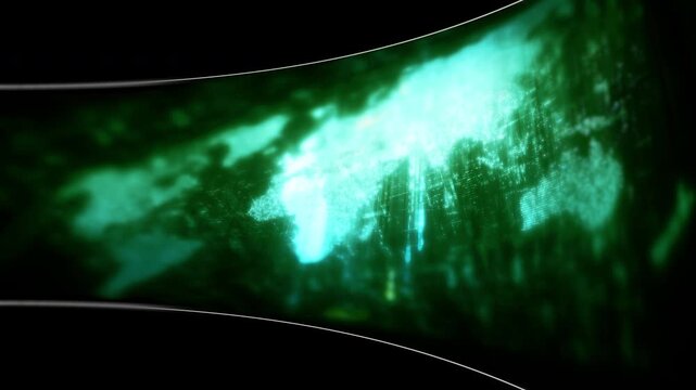 Abstract particle motion with vibrant colors, digital flowing particles, VR, futuristic sci-fi, tech innovation, and immersive cyber space background