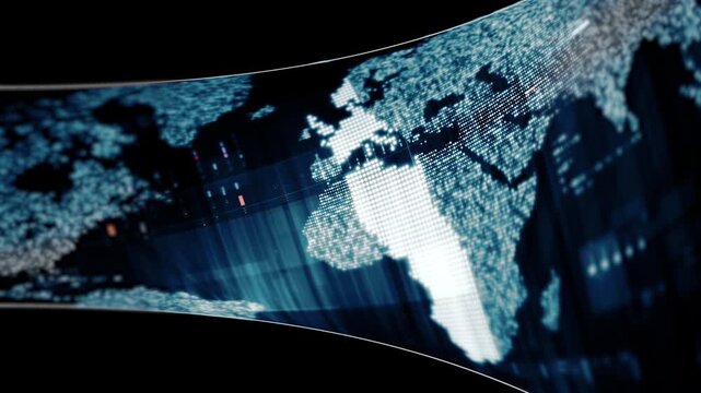 Abstract particle motion with vibrant colors, digital flowing particles, VR, futuristic sci-fi, tech innovation, and immersive cyber space background