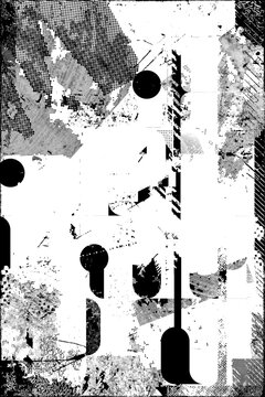 Glitch distorted grungy isolated layers . Design element for brochure, social media, posters, flyers. Overlay texture.Textured banner with Distress effect .Vector halftone dots . Screen print texture