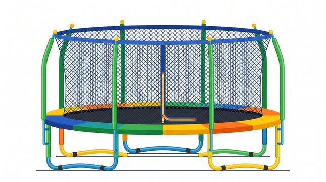 Colorful outdoor trampoline for children.