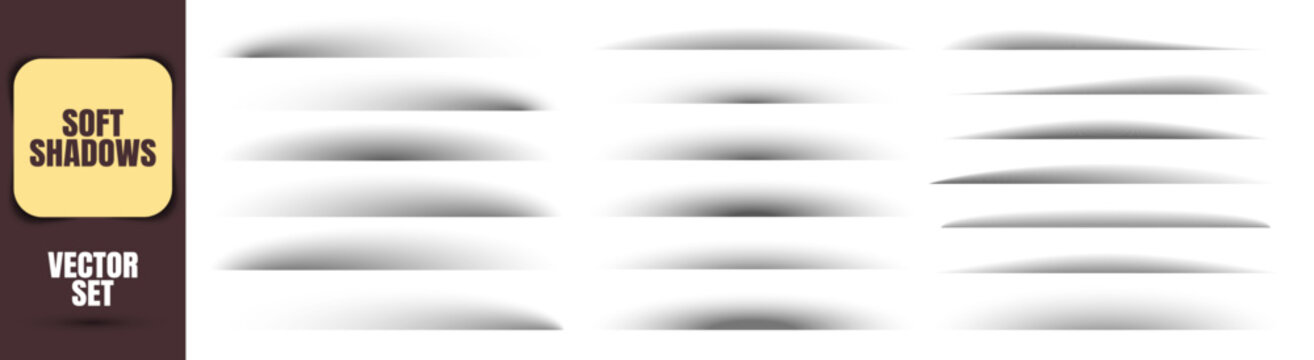 Gray soft shadow set with blurred oval and elliptical gradients