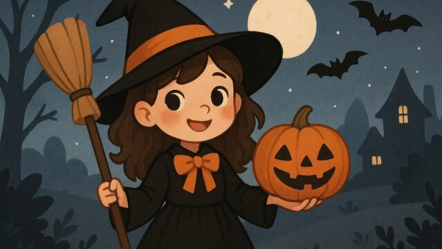 Charming Halloween witch illustration