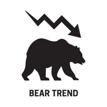 Bear silhouette with downward arrow indicates a bearish market trend