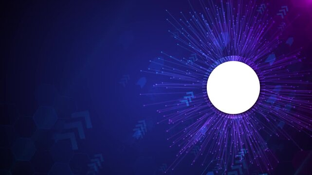 Fiber optic rays burst round placeholder dark technology background. logo reveals, brand introductions, app icons, product launches, corporate identity, digital advertising futuristic presentations.