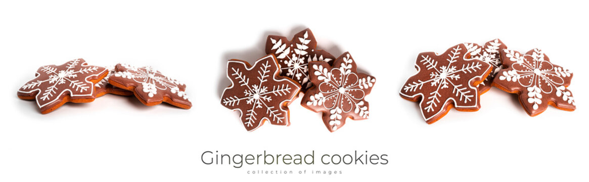 Gingerbread cookies isolated on a white background. Cristmas cookies isolated