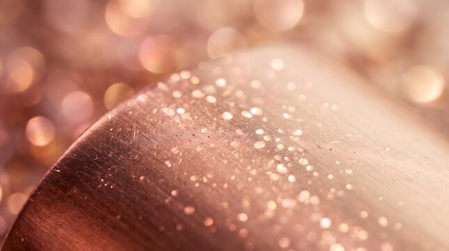 Rose gold metal texture with soft sparkle bokeh background