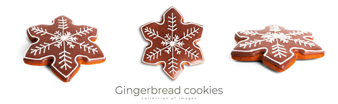 Gingerbread cookies isolated on a white background. Cristmas cookies isolated