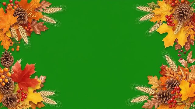 Elegant autumn fall leaf border frame for seasonal designs with festive elements
