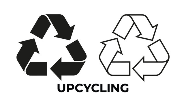 Minimalist recycle symbol vector illustration featuring bold black lines and clean modern geometric shapes for design