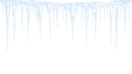 Realistic hanging icicles on transparent background. Frozen winter ice border element. Cold weather and Christmas design template © NADIIA