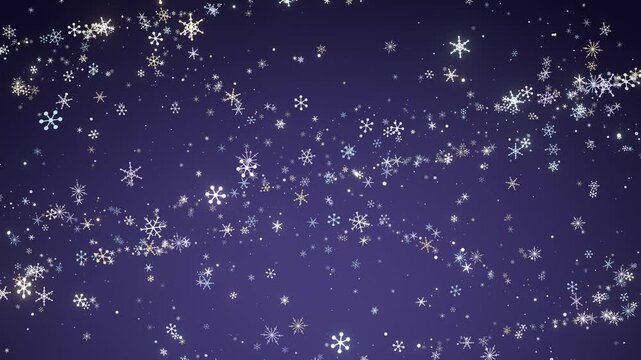 Seamless loop magic snowflakes sparkling purple background winter night stars ideal for winter sale promotions holiday greeting videos christmas event screens and seasonal social media posts