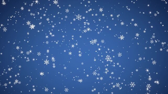 Seamless loop white snowflakes falling blue background winter snowfall gentle ideal for winter sale promotions holiday greeting videos christmas event screens and seasonal social media posts