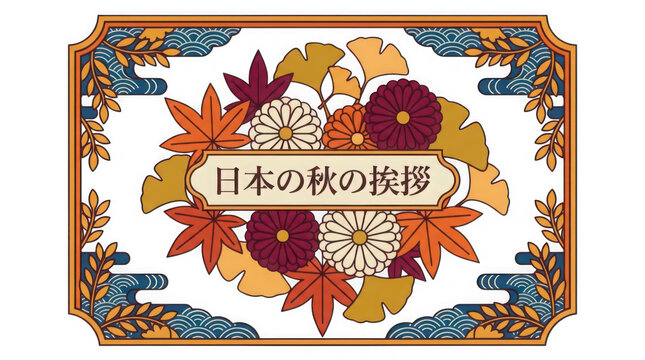 Traditional Japanese Autumn Festival Floral Illustration With Cultural Text transparent background