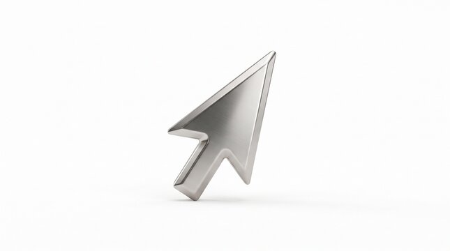 Shiny llic computer mouse cursor arrow on clean white background