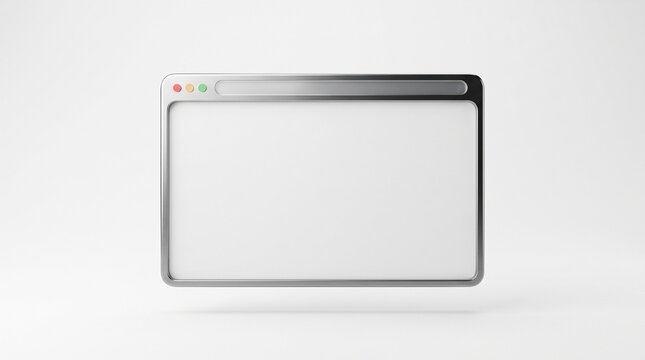 Minimalist 3D browser window mockup on a plain white background