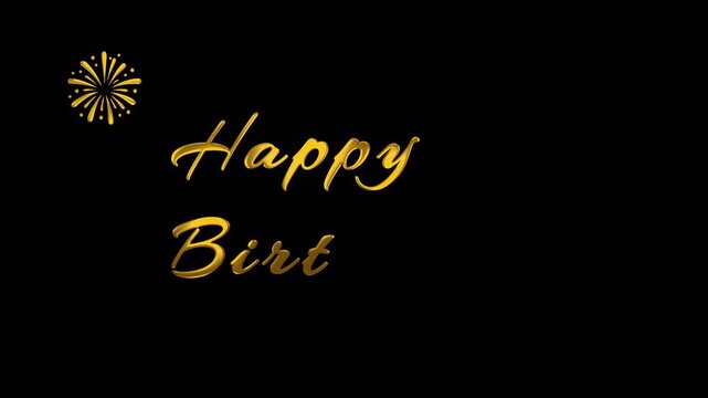 Happy Birthday Handwritten Gold Text Animation