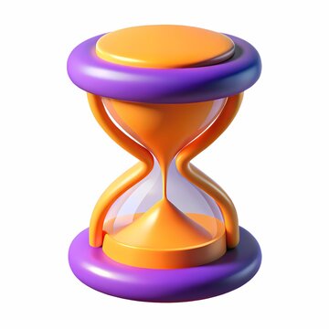 3D hourglass icon isolated on white background. Modern smooth sandglass timer render.