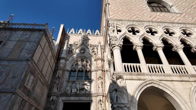 St. Mark&rsquo;s Basilica and Doge&rsquo;s Palace in Piazza San Marco, Venice, with the ornate basilica facade, colorful mosaics and Gothic palace architecture visible together