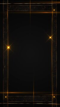 Glowing borders, starbursts metallic lines central display area. premium invitations, conference screen, fashion advertising, jewelry showcases, anniversary messages, logo reveal sophisticated video