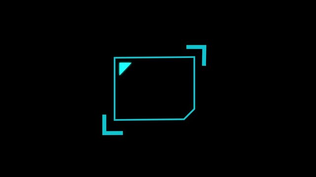 Square frame animation displays corner brackets on pitch black. Minimalist screen panels outline this square frame animation. Modern digital display overlays use the square frame.
