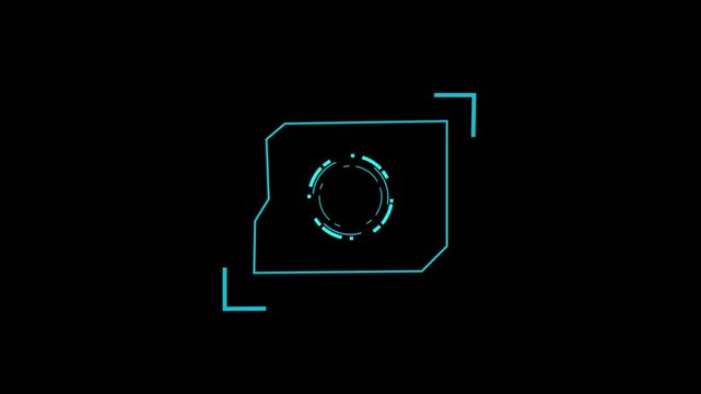 Target reticle animation rotates with circular crosshairs on dark. Precision weapon aiming coordinates guide the target reticle. Cyber surveillance systems lock on the target reticle.