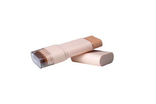 Cream foundation contour makeup stick isolated on a white background