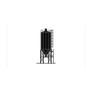 Industrial silo silhouette against a white background a storage structure