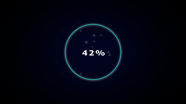 Progress indicator animation displays twenty five percent on dark. Software buffering telemetry updates this progress indicator. Digital user interface waiting runs on the indicator.