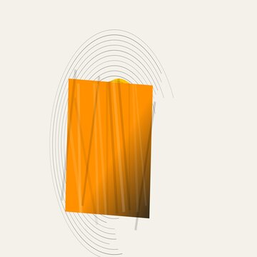 Abstract orange rectangle with concentric curved line pattern