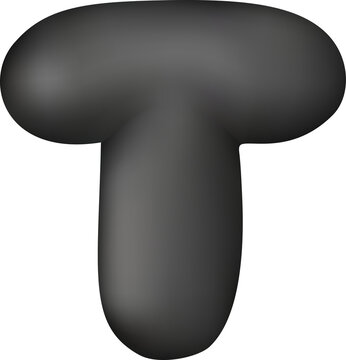 Black glossy 3D balloon letter T