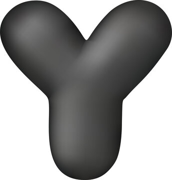Black glossy 3D balloon letter Y