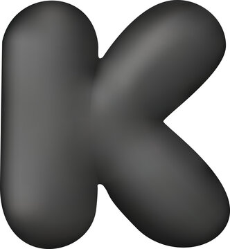 Black glossy 3D balloon letter K