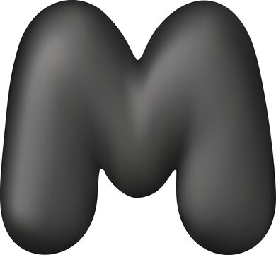Black glossy 3D balloon letter m