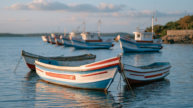 An armada of small fishing boats anchored idle in a Sri Lankan harbor as warming ocean temperatures displace traditional fish stocks, fisheries collapse, coastal livelihood