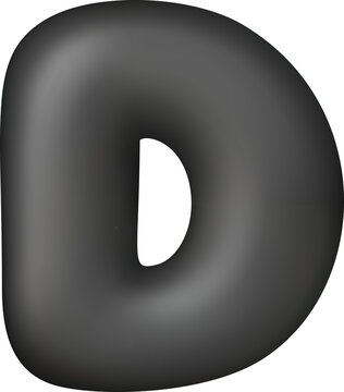 Black glossy 3D balloon lowercase letter d
