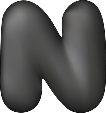 Dark gray letter N with soft rounded texture