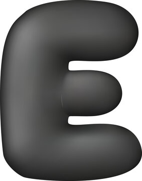 Black glossy 3D balloon letter E