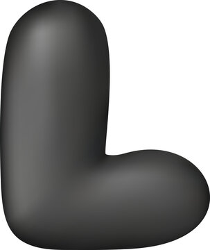 Black glossy 3D balloon letter L