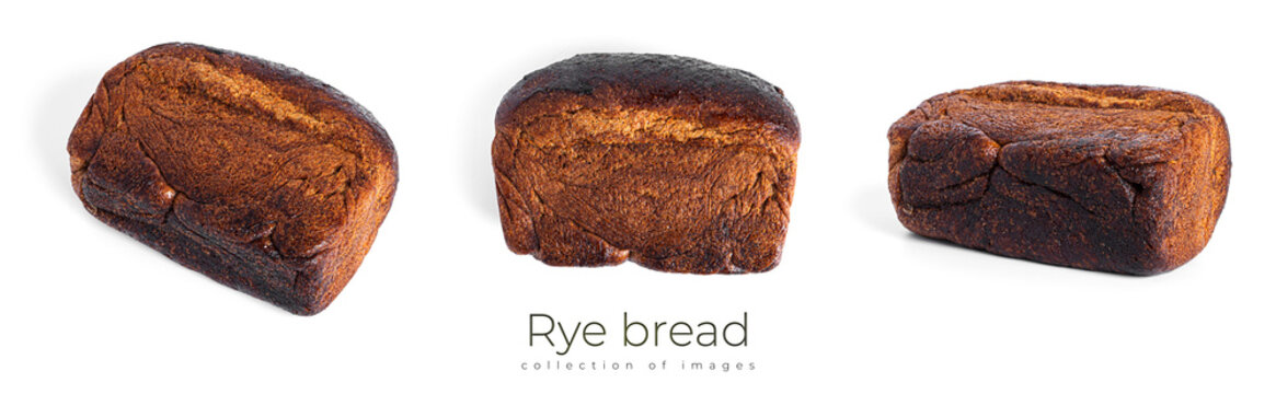 Rye bread in hands isolated on a white background.