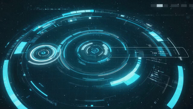 Modern futuristic radar screen showing two swirling storm systems with concentric circles