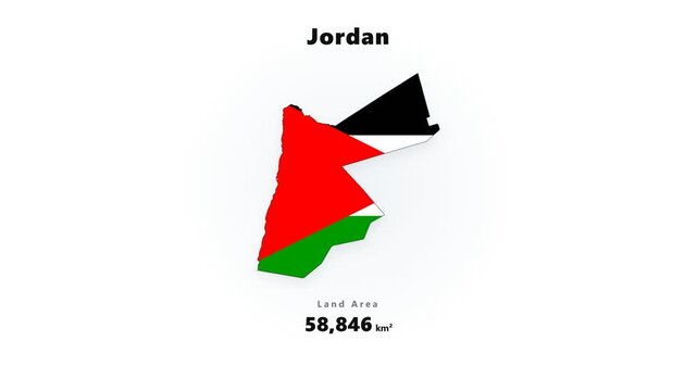 Jordan map silhouette filled with national flag colors on clean white background