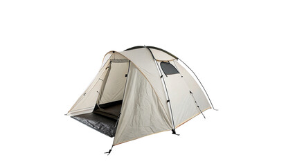 Modern grey camping tent outdoor adventure equipment equipment isolated on transparent background. © Thomas Blake