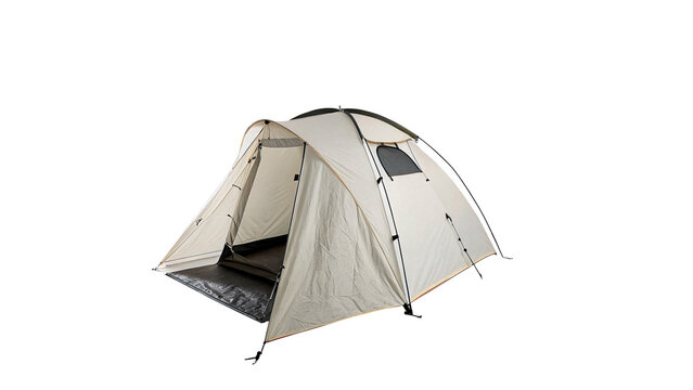 Modern grey camping tent outdoor adventure equipment equipment isolated on transparent background.
