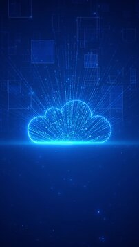 Signals surge cloud service icon futuristic interface generous copy space. software services, remote work, digital transformation, enterprise platforms, internet infrastructure, file sharing corporate