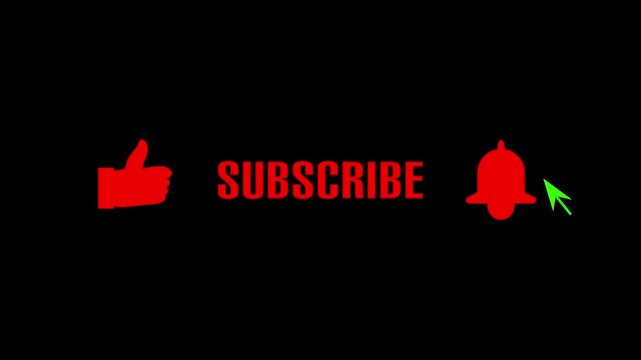 Subscribe button animation displays a notification alert bell. Channel audience engagement prompts highlight subscribe button. Online video broadcast marketing uses this subscribe button.