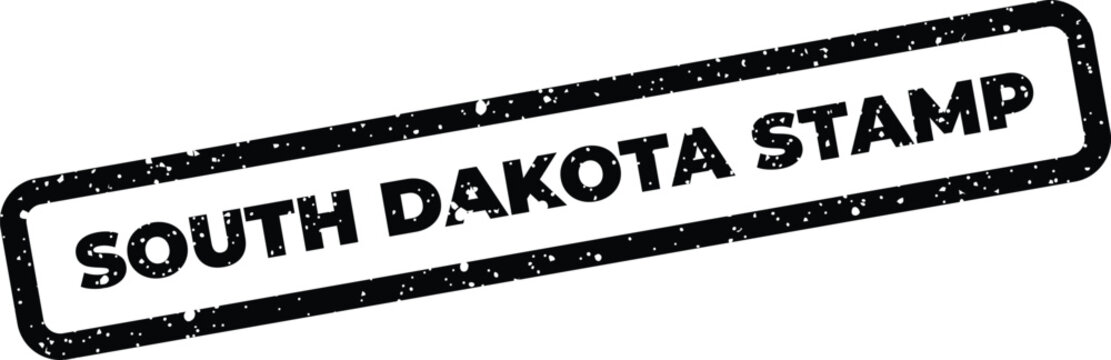 Rectangular grunge ink stamp with South Dakota Stamp text design in simple typography vector style
