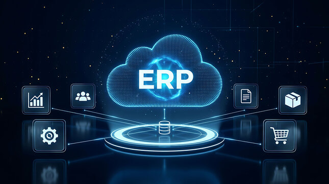 Cloud ERP enterprise resource planning software business technology concept