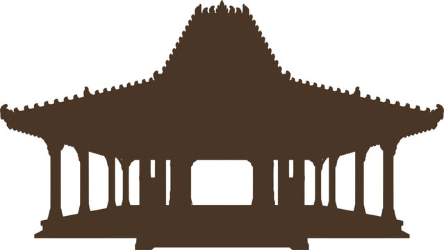 Silhouette of a traditional javanese joglo house building
