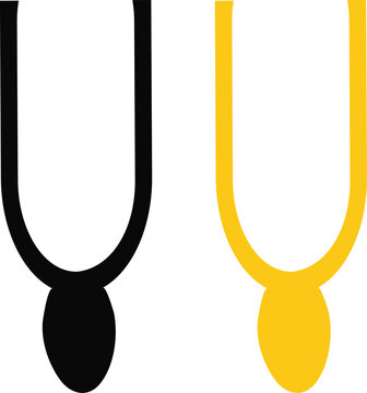 Two stylized religious symbols in black and gold against a white background vector illustration