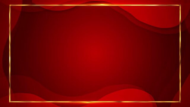 Gold rectangle rich red background waves curve edges. luxury invitations, award titles, wedding announcements, festive greetings, jewelry promotions, corporate events premium product presentations.